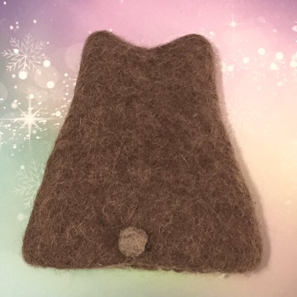 Handmade Felted Wool Bear Egg Cozy with Metal Egg Cup - Picture 4 of 13